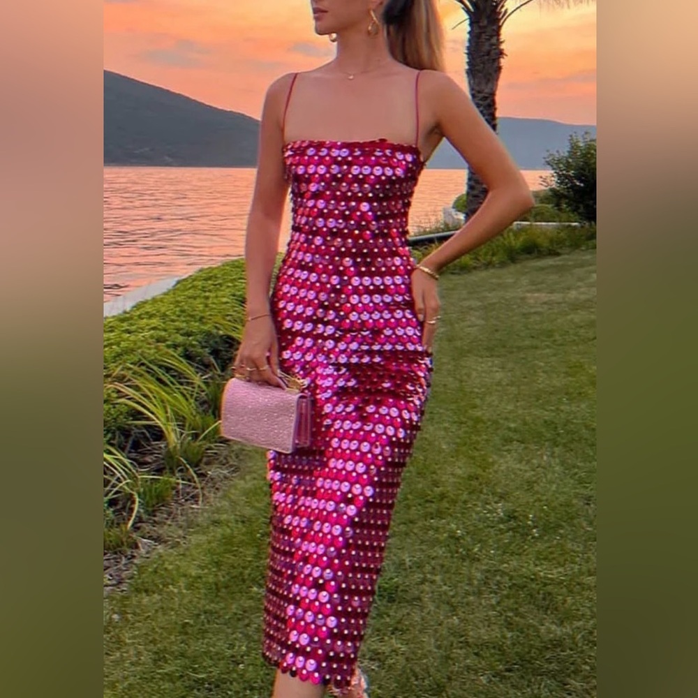 Cult Gaia Pink Sequin Dress